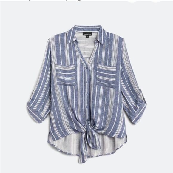 Fortune + ivy Blake Tie Front Blouse blue stitch fix large nwt - Picture 1 of 4